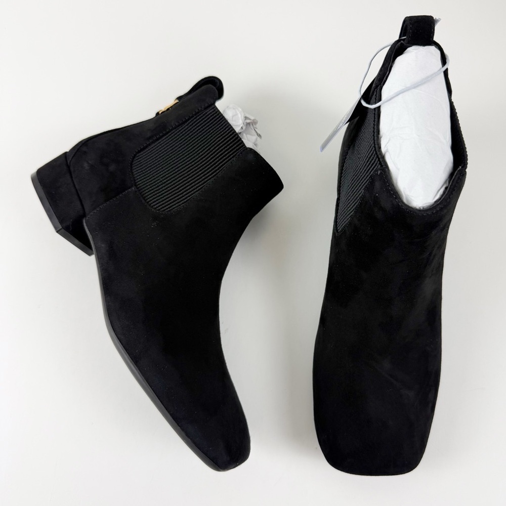 Aerosoles Nancilee Chelsea Bootie Womens 7M Black Suede Block Heel NEW